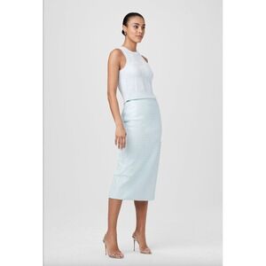 Toccin Leilani Pencil Skirt NWT Size‎ 6 Woven Faux Leather Ice Blue TS5615S003